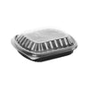 250 Pieces Black Base Rectangular 1-Compartment Container Base + Lid