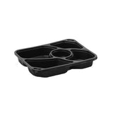 200 Pieces Black Base Rectangular 5-Compartment Container Base +Lid