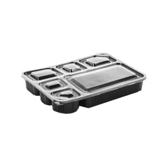 150 Pieces Black Base Rectangular 6-Compartment Container