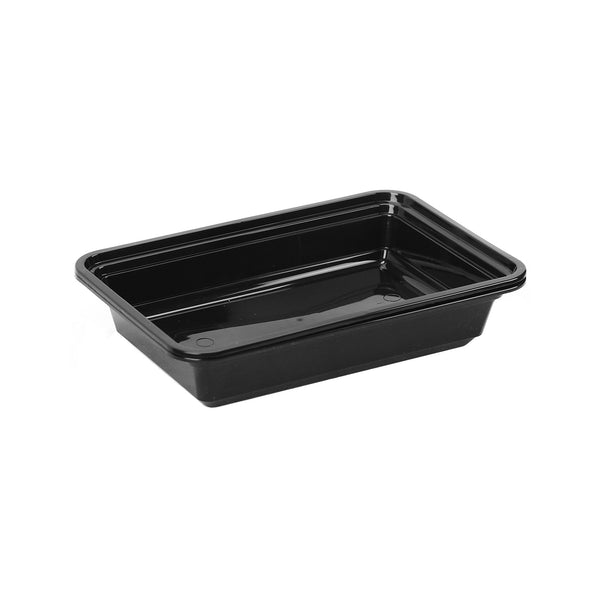 300 Pieces Black Base Rectangular Container 38 Oz + Lid 220 x 150 x 45 mm