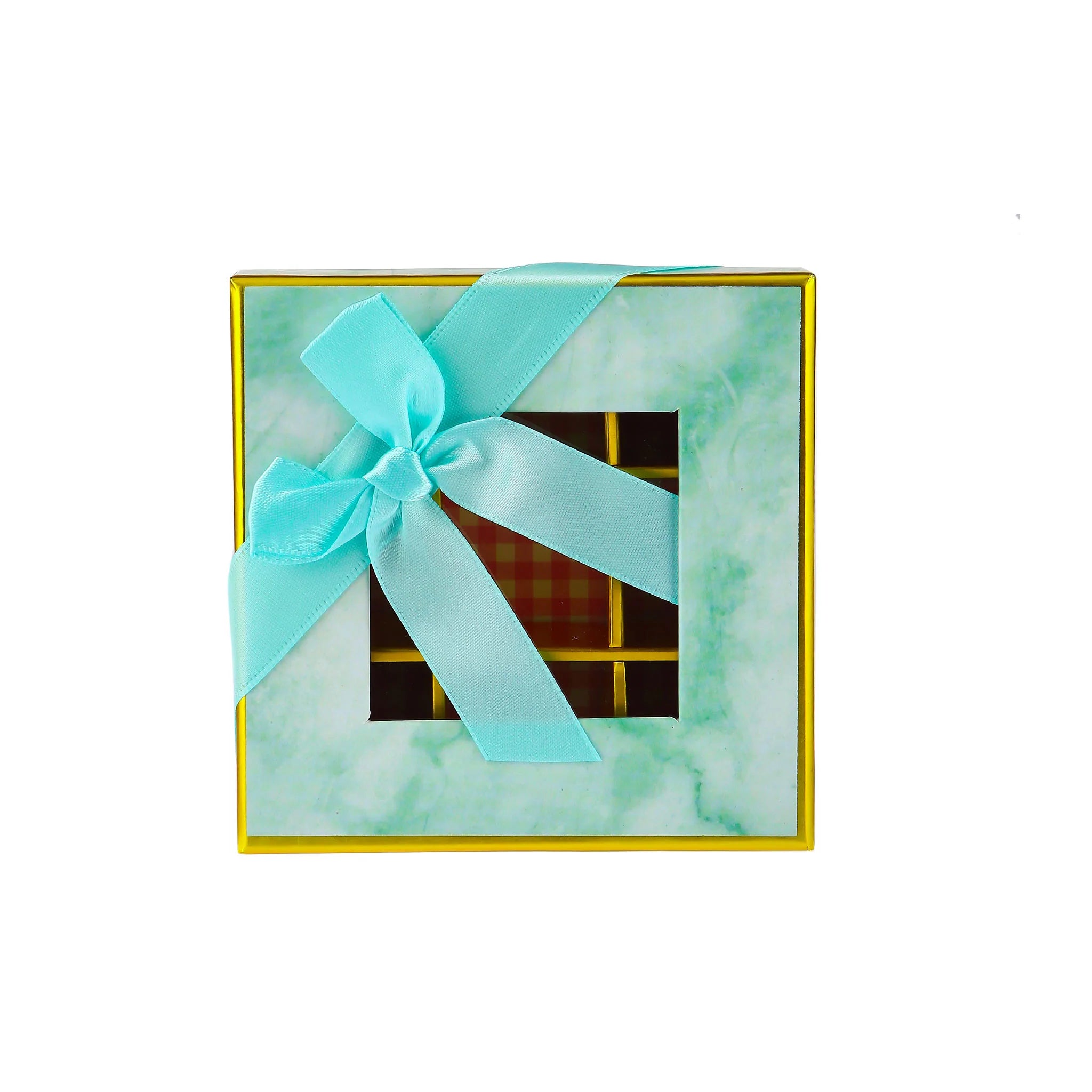 48 Pieces Square Blue Chocolate Gift Box Shape 09 Division - 12*12*4 cm
