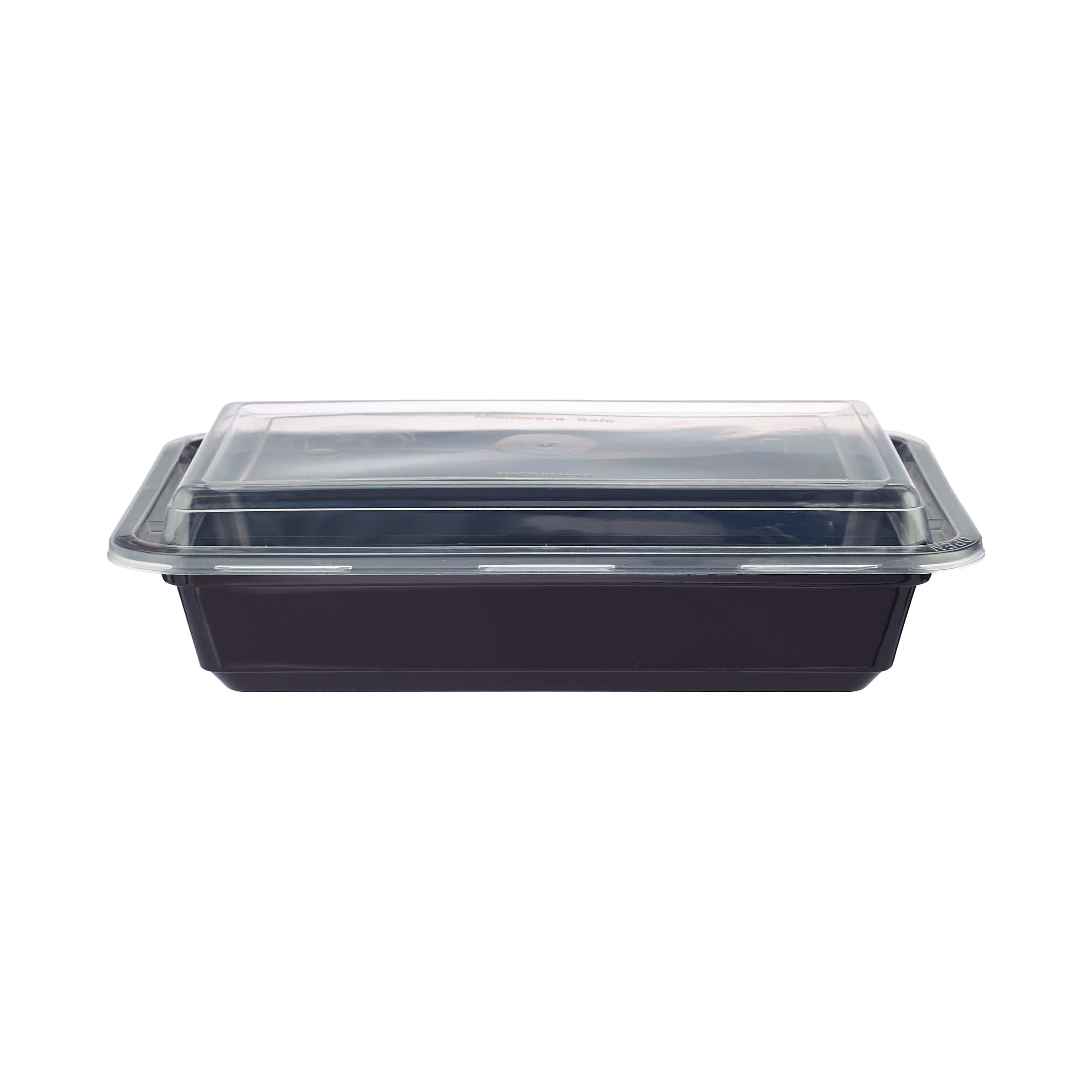 Hotpack | Black Base Rectangular Container 28 Oz Base with lid | 300 Pieces - Hotpack Global