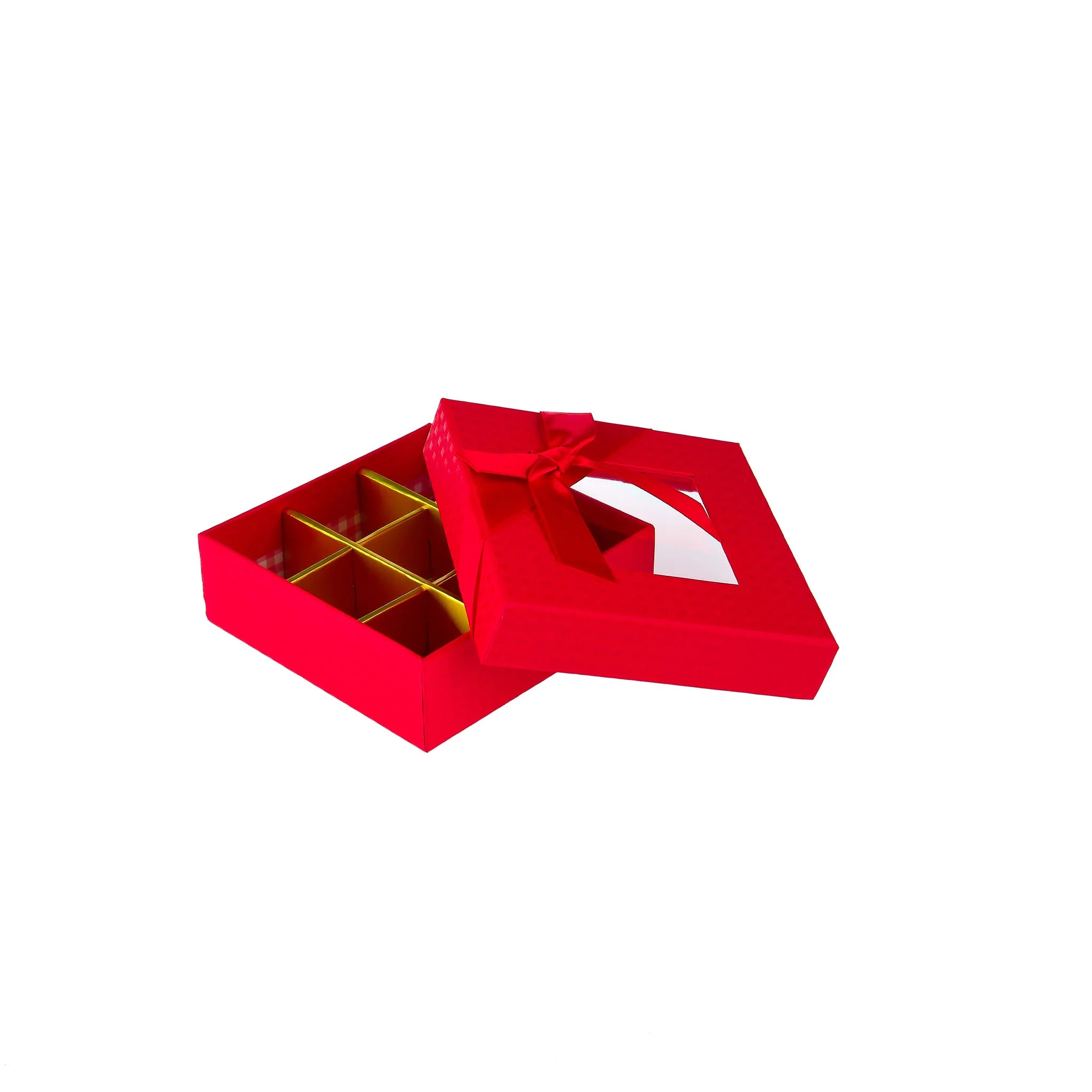 48 Pieces Square Red Chocolate Gift Box Shape 09 Division - 12*12*4 cm