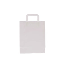 250 Pieces of White Paper Bag  With Flat Handle 24*12*31 Cm