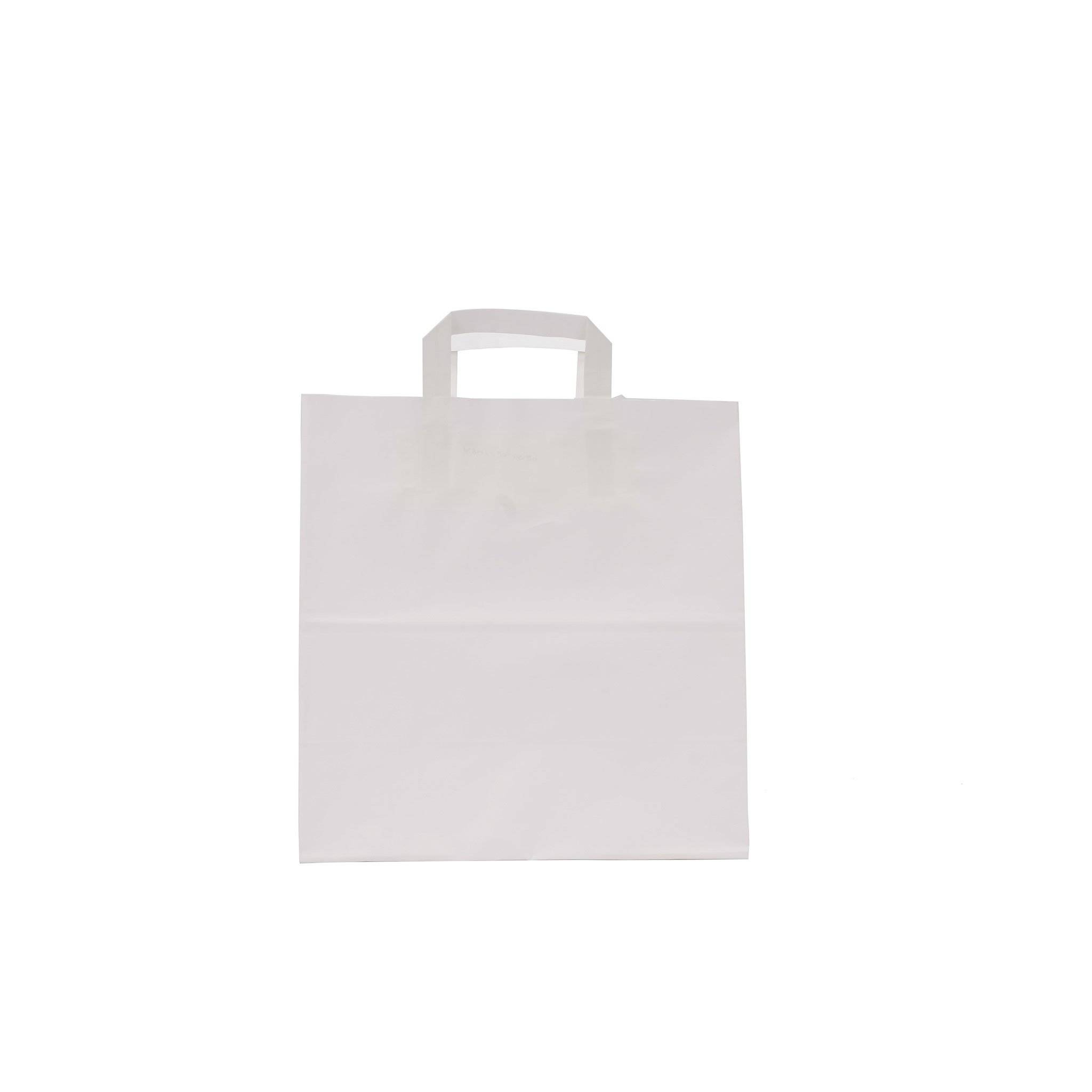 500 Pieces Paper Bag White Flat Handle 18*09*20 Cm
