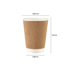 500 Pieces Kraft Ripple Paper Cups 12 Oz (355 ml)