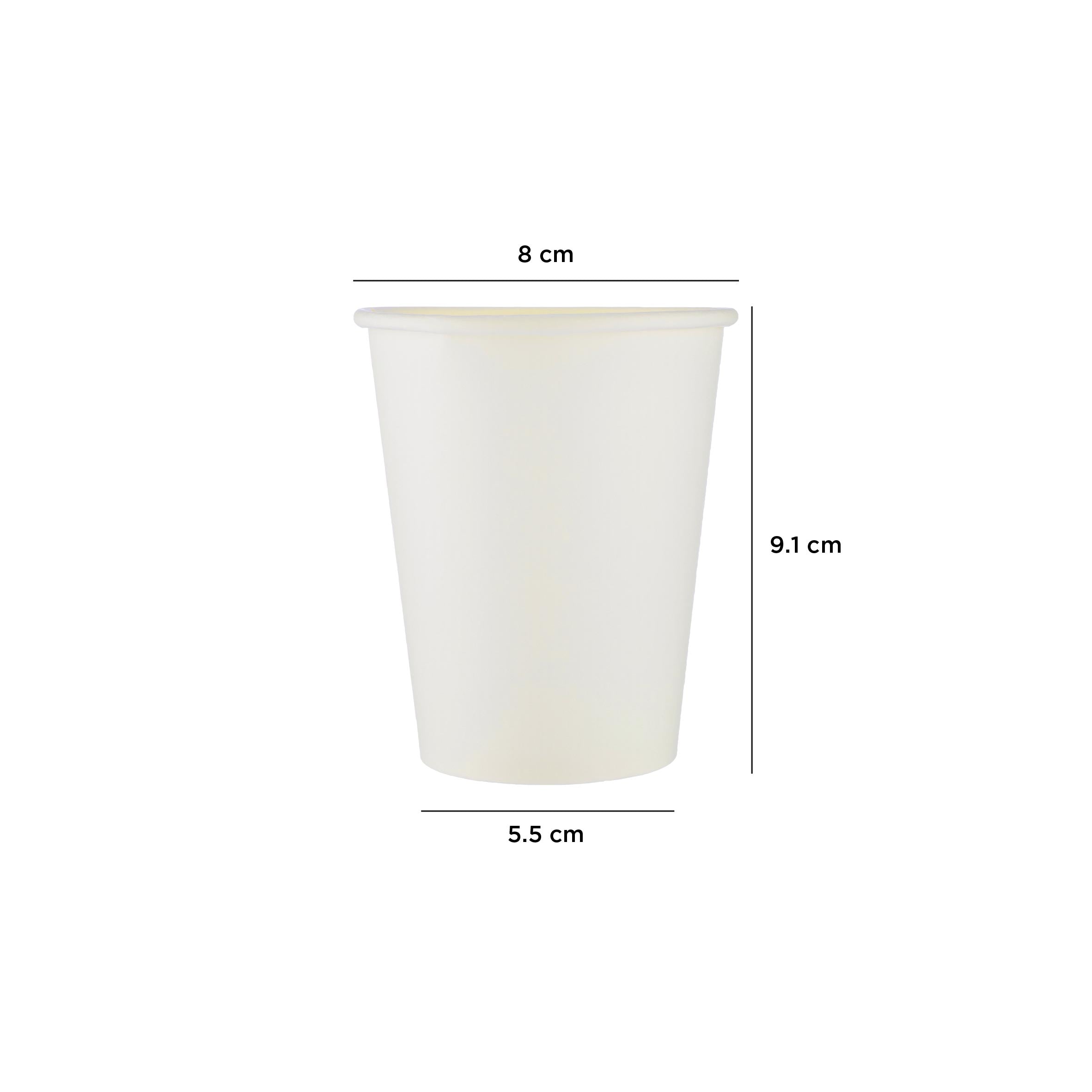 White Single Wall Paper Cup, 8 Oz (236 ml)| 1000 Pieces - Hotpack Bahrain