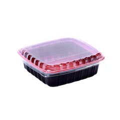 Red & Black Base + Lid 650 Ml 300 Sets - Hotpack Bahrain