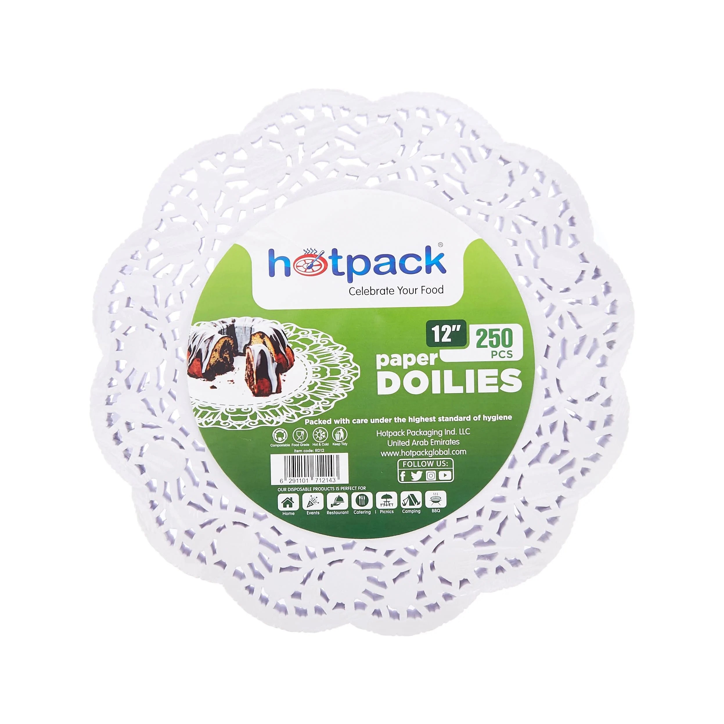 Hotpack | Round Doilies 12.5 Inch | 250 Pieces x 8 Packets - Hotpack Bahrain