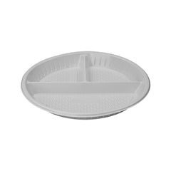 500 pieces Round Plate 10 Inch 3 Compartment - Hotpack Bahrain