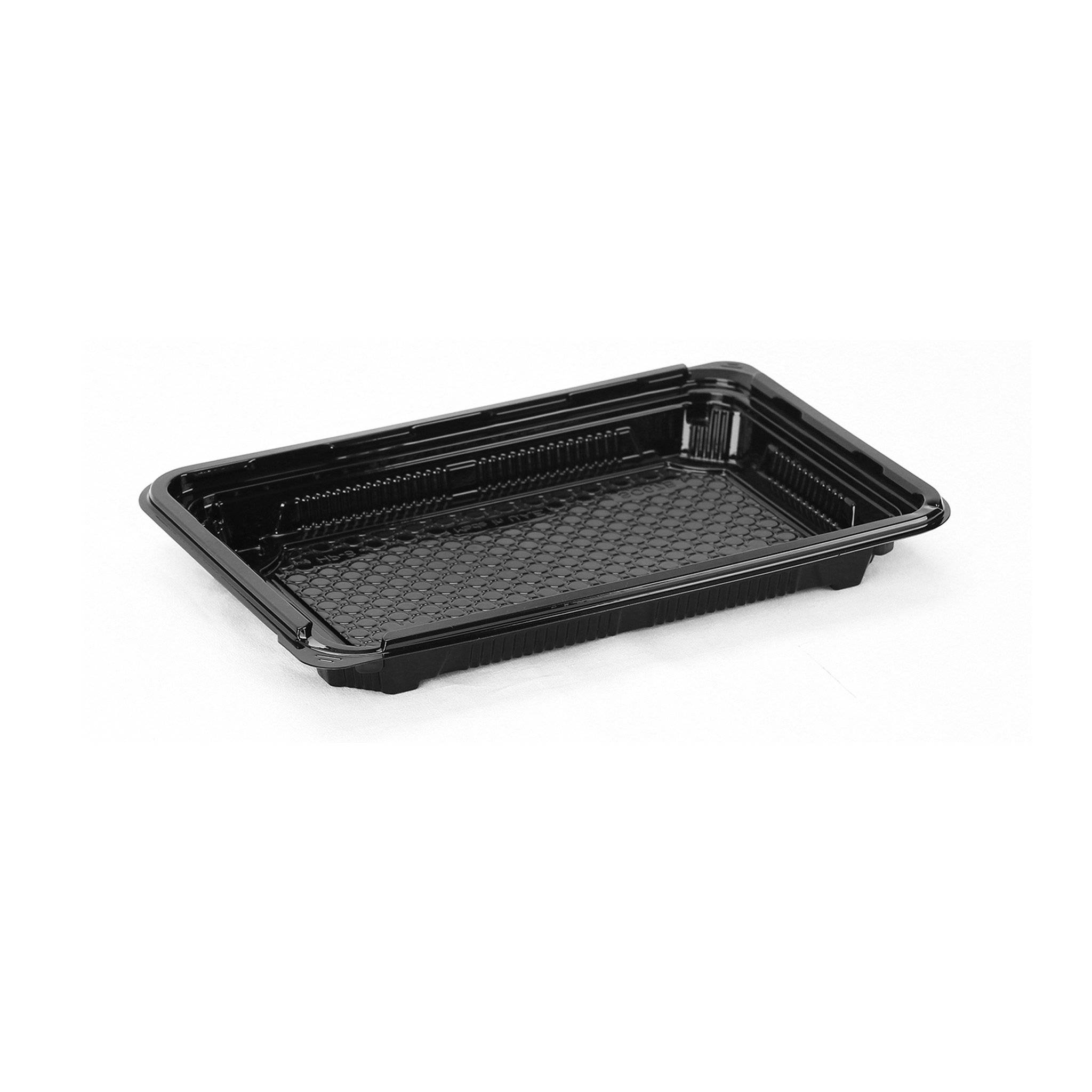 400 Pieces Black Sushi Container 254 x 164 x 29 Mm Base + Lid