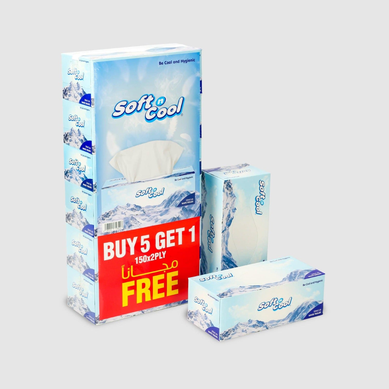 Soft N Cool Facial Tissue 200 Pulls X 2 Ply 30 Boxes + 150 Pull X 2 Ply 6 Box