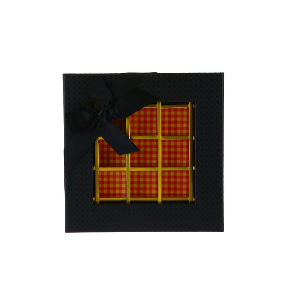 Square Black Chocolate Gift Box Shape 16 Division -17*17*4 cm-48 Pieces