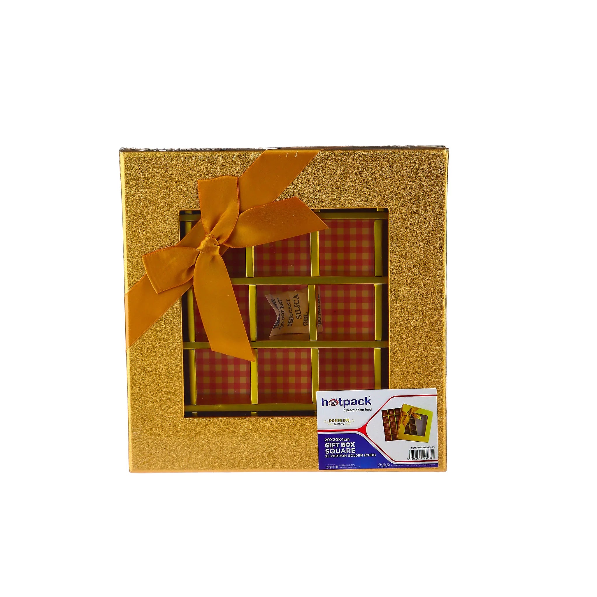 48 Pieces Square Golden Yellow Chocolate Gift Box Shape 16 Division -17*17*4 cm