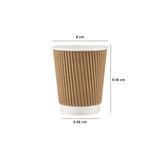 Kraft Ripple Cups, 8 Oz (240 Ml)| 500 Pieces- Hotpack Bahrain