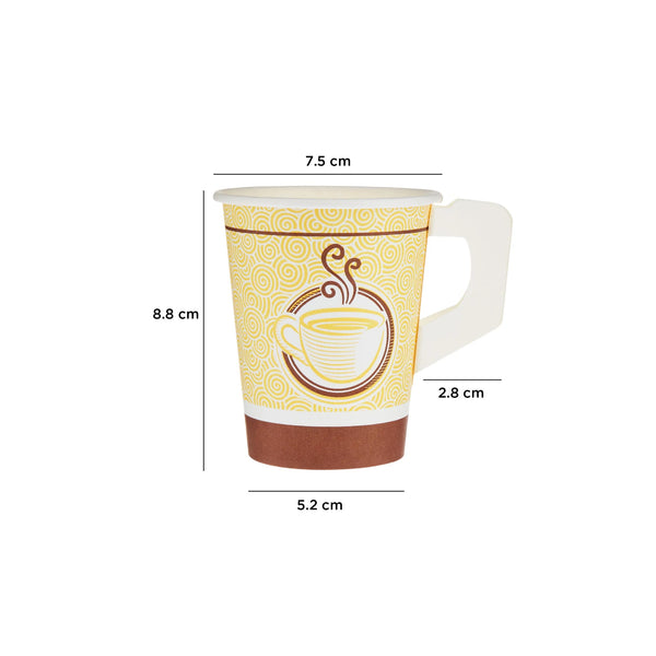 Printed Single Wall Paper Cups With Handle 9 Oz-1000 Pieces