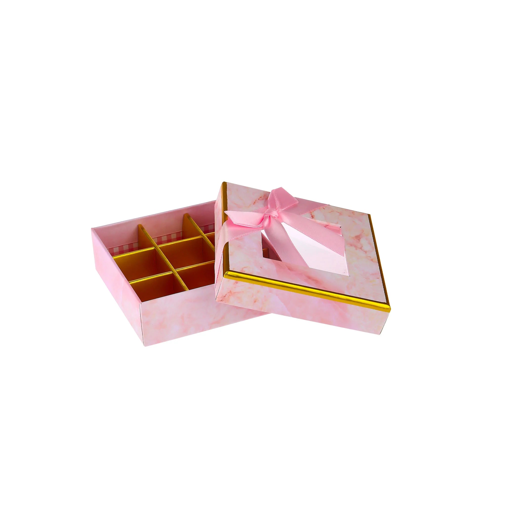 48 Pieces Square Pink Chocolate Gift Box Shape 09 Division - 12*12*4 cm
