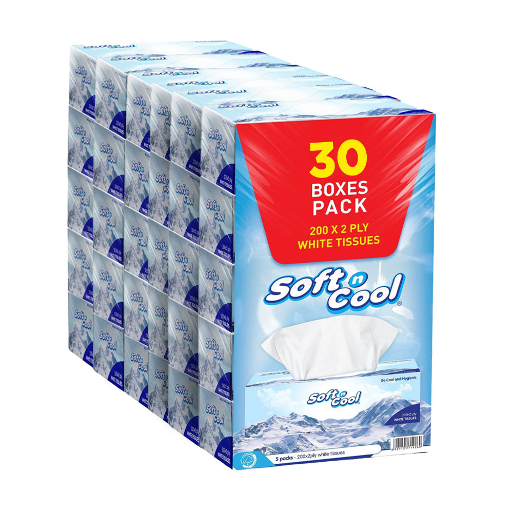 Soft n Cool  Facial Tissue  200 Sheets X 2 Ply 5 Boxes Pack - Hotpack Global